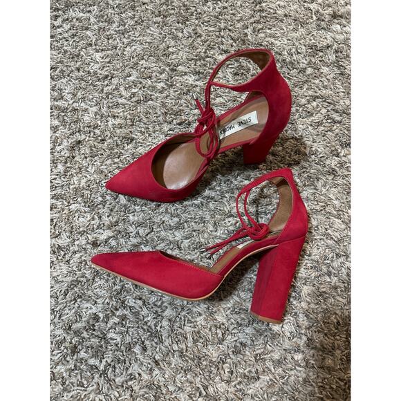 Steve Madden Pampered Pointed Toe Heels Tie Ankle Bow 8.5 - Picture 3 of 6